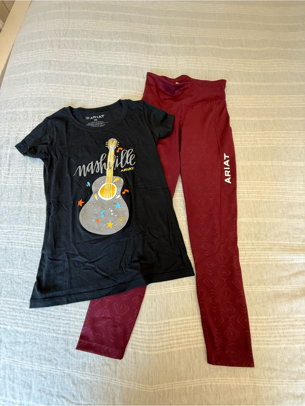 Ariat Black Nashville Guitar Tee with Burgundy Leggings